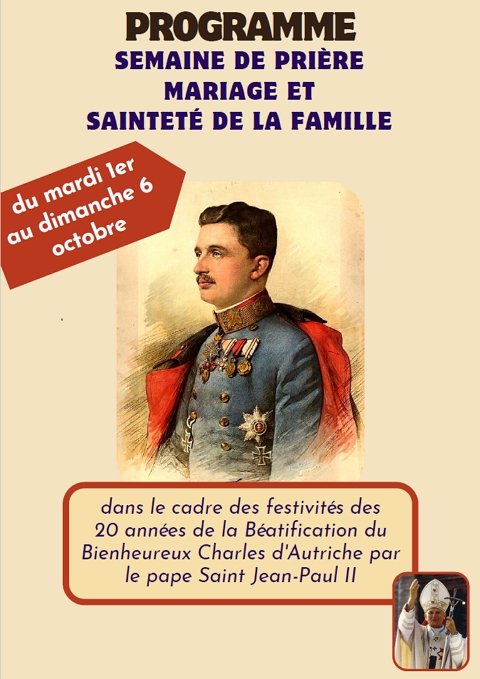 Programme semaine de prière pour le mariage et la sainteté de la famille